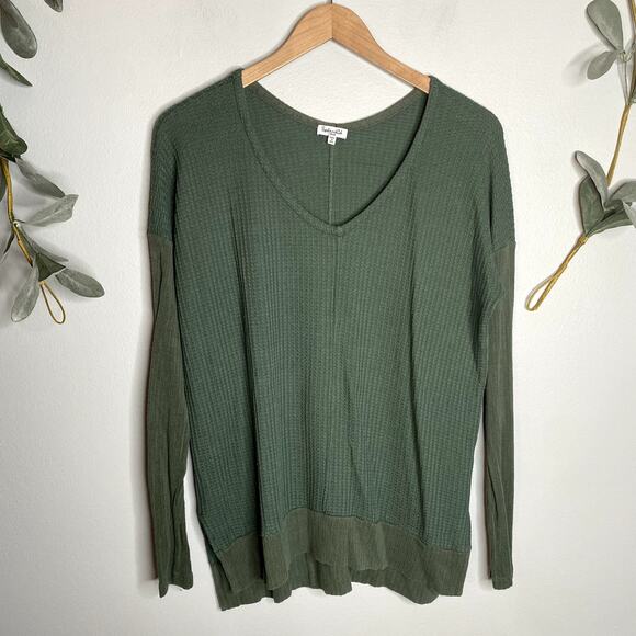 Green Waffle Knit Long Sleeve LAST CALL - Picture 1 of 5